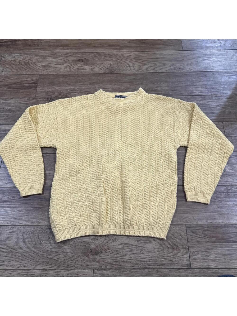 Vtg David Taylor Cable Knit Cotton Sweater Size S USA Made